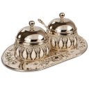Ver imagem 3 de Porta Geleia Metal e Vidro Prata com Detalhes Brancos Bandeja: C: 27cm L: 15cm | D: 10cm a: 9cm