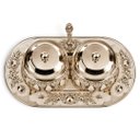 Ver imagem 5 de Porta Geleia em Metal e Cristal Prata com Detalhes Brancos 27x15cm