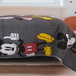 Edredom Portallar Solteiro Malha Misto Disney Mickey Mouse Grafite 150mx220m Cinza - 2
