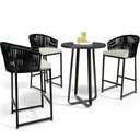 Ver imagem 1 de Kit Mesa Bistrô Maya Com 03 Banquetas Área Gourmet Bar Corda Náutica Sunset D04 Preto - Lyam