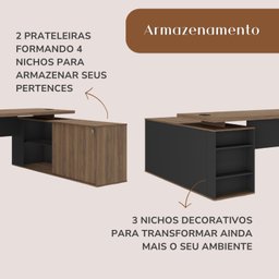 Mesa para Escritório Diretor em L com Porta de Correr e Caixa de Tomada - 19