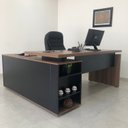 Ver imagem 5 de Escrivaninha Mesa Escritório Diretor em L com Porta de Correr e Caixa de Tomada