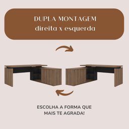 Mesa para Escritório Diretor em L com Porta de Correr e Caixa de Tomada - 6
