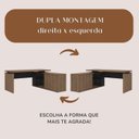 Ver imagem 5 de Escrivaninha Mesa Escritório Diretor em L com Porta de Correr e Caixa de Tomada 170cm Nogal E Preto