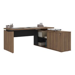 Mesa para Escritório Diretor em L com Porta de Correr e Caixa de Tomada - 14