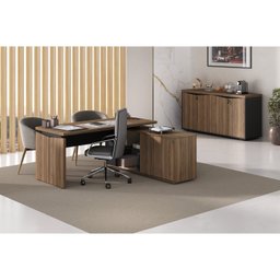 Mesa para Escritório Diretor em L com Porta de Correr e Caixa de Tomada - 10