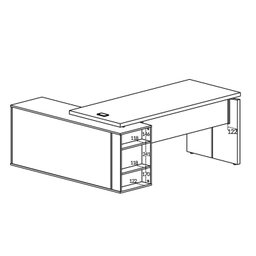 Mesa para Escritório Diretor em L com Porta de Correr e Caixa de Tomada - 9