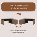 Ver imagem 5 de Escrivaninha Mesa Escritório Diretor em L com Porta de Correr e Caixa de Tomada 170cm Nogal e Preto