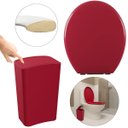 Ver imagem 1 de Assento Vaso Sanitário Oval Almofadado Vermelho + Lixeira Vermelha 8l com Tampa Click