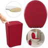 Assento Vaso Sanitário Oval Almofadado Vermelho + Lixeira Vermelha 8l com Tampa Click - 1