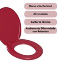 Ver imagem 4 de Assento Vaso Sanitário Oval Almofadado Vermelho + Lixeira Vermelha 8l com Tampa Click