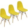 Kit 3 Cadeiras Charles Eames Botonê Eiffel Wood Estofada Couro Amarela - 1
