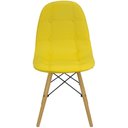 Ver imagem 3 de Kit 3 Cadeiras Charles Eames Botonê Eiffel Wood Estofada Couro Amarela