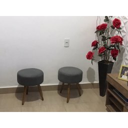 Puff Puf Para Sala De Estar E Quarto Cinza Top 50 Cm Altura - 4