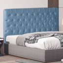 Ver imagem 2 de Cabeceira de Cama Box Bella King 195 Cm Suede Botão Cristal Azul Bebê Eli Móveis e Decoração