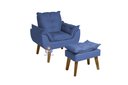 Ver imagem 2 de Kit 2 Poltronas Decorativas Opala e Puff Opala Suede Azul Marinho Su Decor