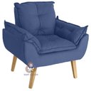 Ver imagem 4 de Kit 2 Poltronas Decorativas Opala e Puff Opala Suede Azul Marinho Su Decor
