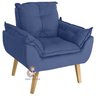 Kit 2 Poltronas Decorativas Opala e Puff Opala Suede Azul Marinho Su Decor - 4