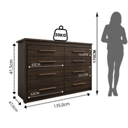Cômoda 8 Gavetas 94,6x135cm Elegance - 3