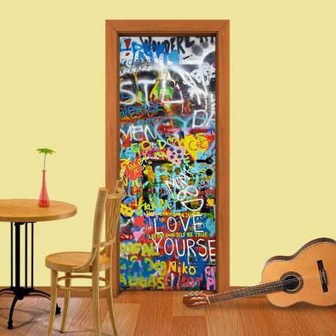 Adesivo de Porta Grafite 5 Arte Destaque G - 0,93 X 2,13 Metros
