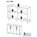 Ver imagem 5 de Aparador Buffet 4 Portas Retrô Viena V3606 Branco/Preto Branco/Preto