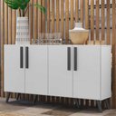 Ver imagem 7 de Aparador Buffet 4 Portas Retrô Viena V3606 Branco/Preto Branco/Preto
