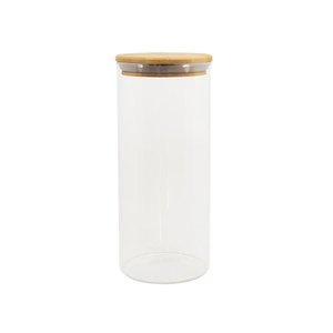 Pote de Vidro com Tampa de Bambu Redondo - Oikos