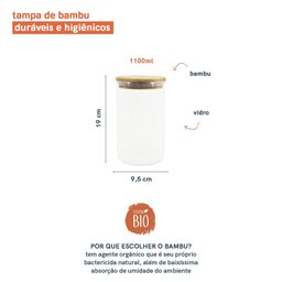 Pote de Vidro com Tampa de Bambu Redondo - Oikos - 2