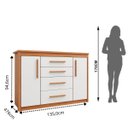 Ver imagem 4 de Cômoda para Quarto 2 Portas 4 Gavetas Elegance Marrom/Freijó/Off-White