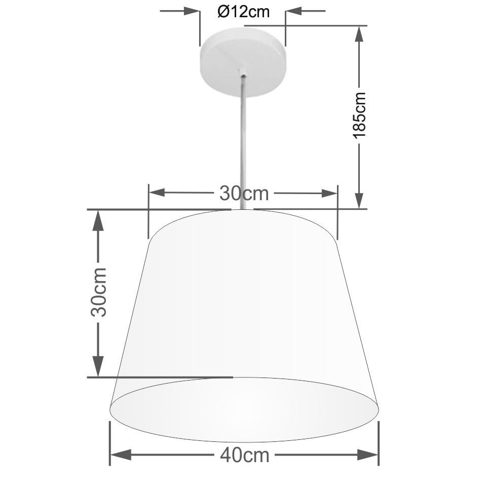 Lustre Pendente Cone Vivare Md-4155 Cúpula em Tecido 30/40x30cm - Bivolt - Branco - Bivolt - 2