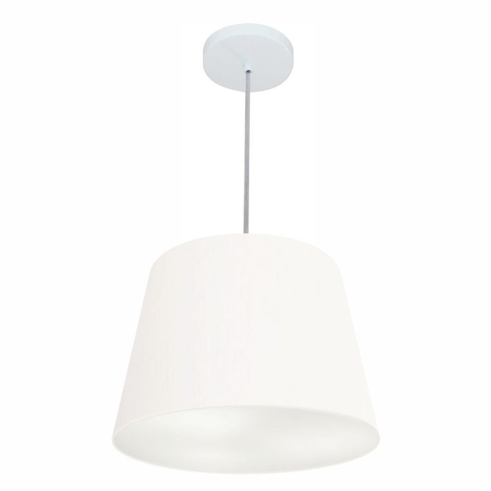 Lustre Pendente Cone Vivare Md-4155 Cúpula em Tecido 30/40x30cm - Bivolt - Branco - Bivolt - 1