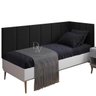 Conjunto Cabeceira Painel Estofada Cama de Solteiro - Corino Preto - 2
