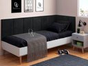 Ver imagem 1 de Conjunto Cabeceira Painel Estofada Cama de Solteiro - Corino Preto