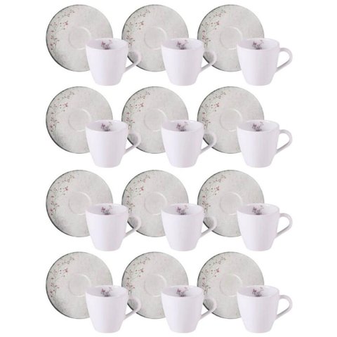 Conjunto 12 Xícaras e Pires Porcelana 200ml Floralis Tramontina Branco Chá Café