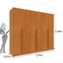 Ver imagem 2 de Guarda Roupa Casal 100% MDF 6 Portas 6 Gavetas Estrela 274cm Yescasa Bege/Cinamomo