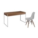 Ver imagem 2 de Mesa de Escritório Industrial Malta Amêndoa 137x53cm Base Ferro Branco com 1 Cadeira Branca Eames Ei