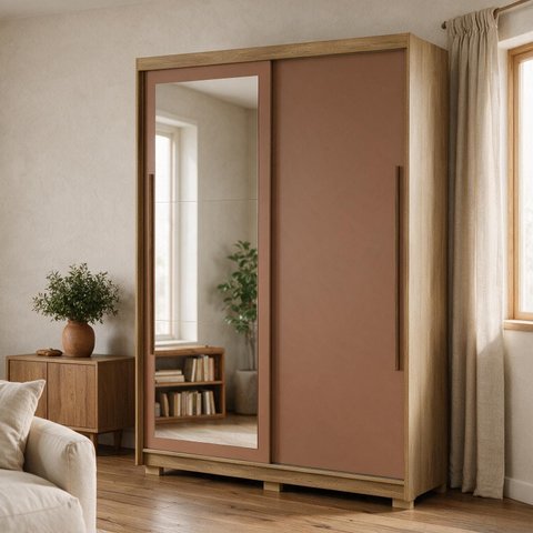 Guarda-Roupa Doha Intense Solteiro com Espelho MDF 2 Portas de Correr Espaçoso Dormitório Elegante:N