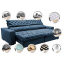 Ver imagem 3 de Sofá Retrátil e Reclinável 2.75m Molas Ensacadas Cama inBox Spazus com Bordado 3D Velusoft Azul
