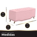 Ver imagem 2 de Calçadeira Baú Casal Estofada Maitê Veludo Rosa Bebe