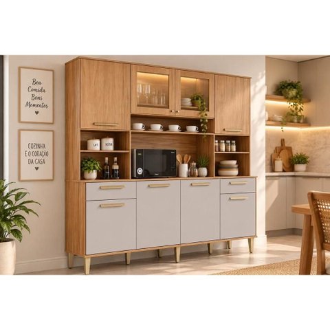 Cozinha Compacta Diamante 8 Portas 2 Gav Cinamomo/Offwh MGM