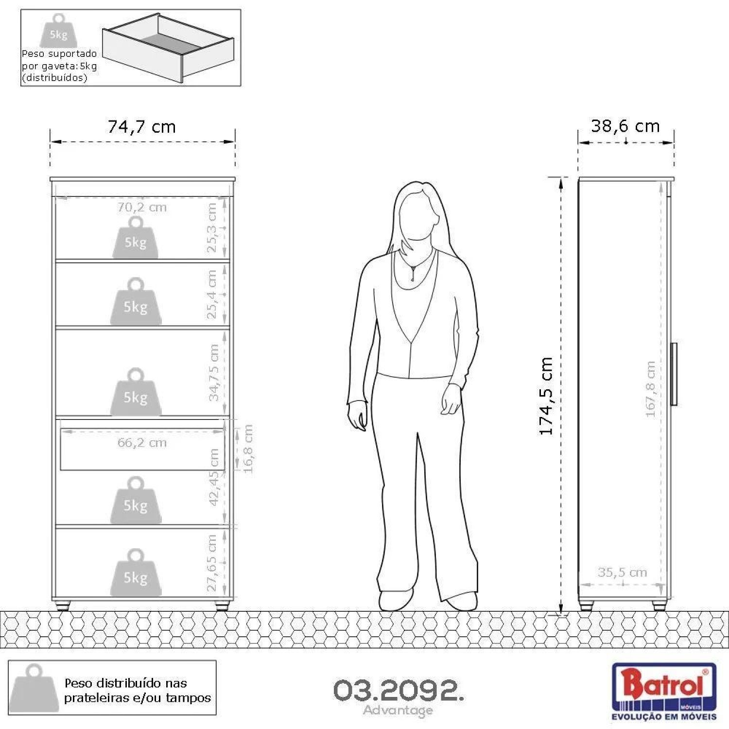 Armário Multiuso 2 Portas 1 Gaveta Advantage - 4