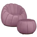 Ver imagem 1 de Kit Poltrona Base Giratória e Puff Concha Decorativo Veludo Cor Rose