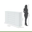 Ver mais imagens de Cômoda 2 Portas 7 Gavetas com Chave e Prateleiras Vedra Branco