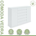 Ver imagem 4 de Cômoda 2 Portas 7 Gavetas com Chave e Prateleiras Vedra Branco