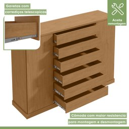 Cômoda 2 Portas 7 Gavetas 3 Prateleiras Vedra - 6