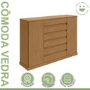 Ver imagem 3 de Cômoda para Quarto 2 Portas 7 Gavetas com Chave Vedra 172cm Marrom Amêndoa Clean