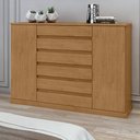 Ver imagem 1 de Cômoda para Quarto 2 Portas 7 Gavetas com Chave Vedra 172cm Marrom Amêndoa Clean