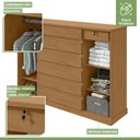 Ver imagem 5 de Cômoda para Quarto 2 Portas 7 Gavetas com Chave Vedra 172cm Marrom Amêndoa Clean