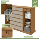 Ver imagem 6 de Cômoda 2 Portas 7 Gavetas com Chave e Prateleiras Vedra Bege Amêndoa Clean/Off White