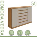 Ver imagem 4 de Cômoda 2 Portas 7 Gavetas com Chave e Prateleiras Vedra Bege Amêndoa Clean/Off White
